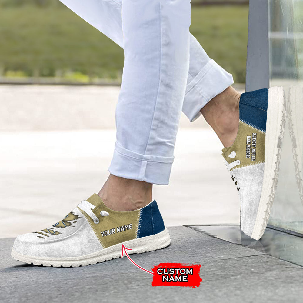 NCAA Georgia Tech Yellow Jackets Custom Name Hey Dude Shoes 09 M79