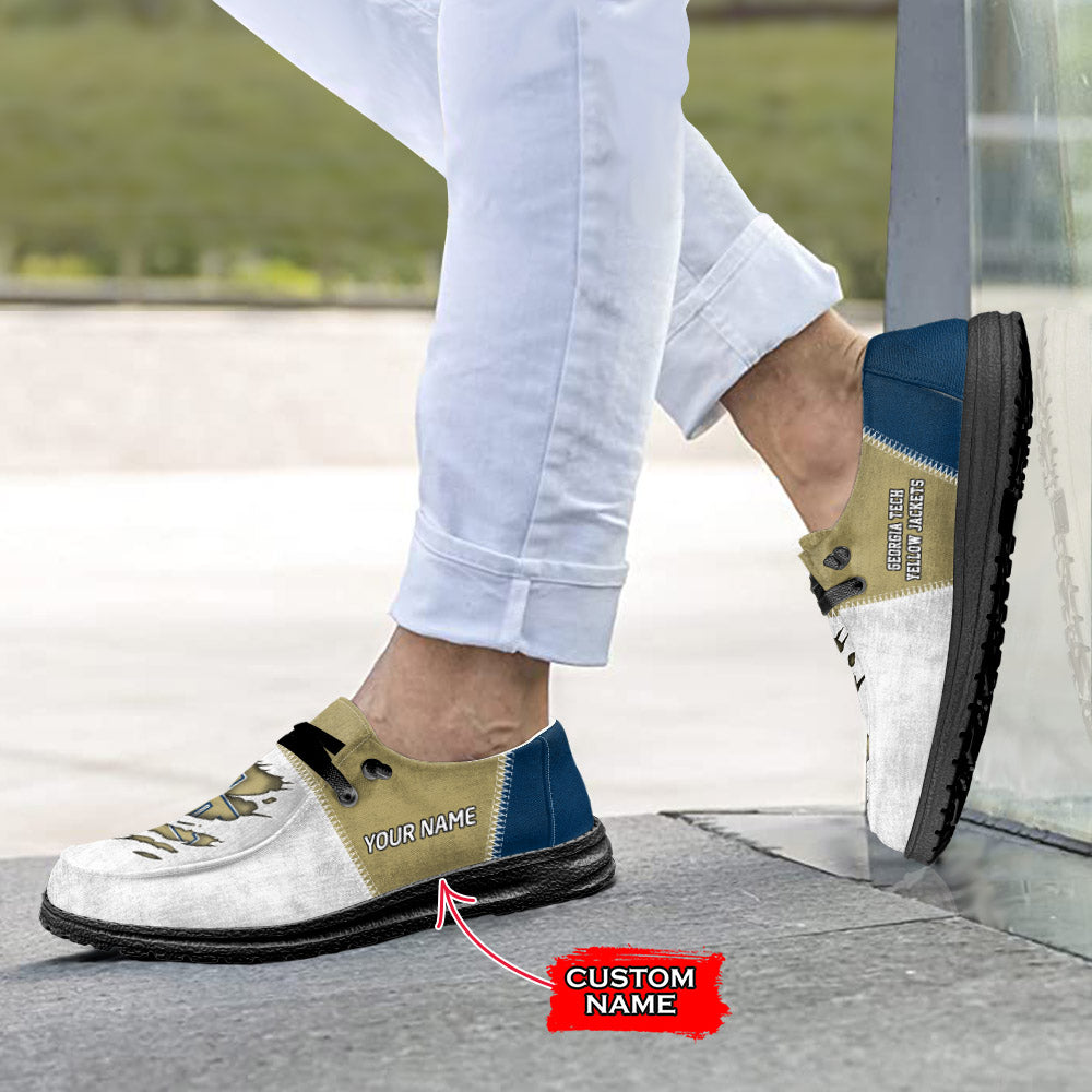 NCAA Georgia Tech Yellow Jackets Custom Name Hey Dude Shoes 09 M79