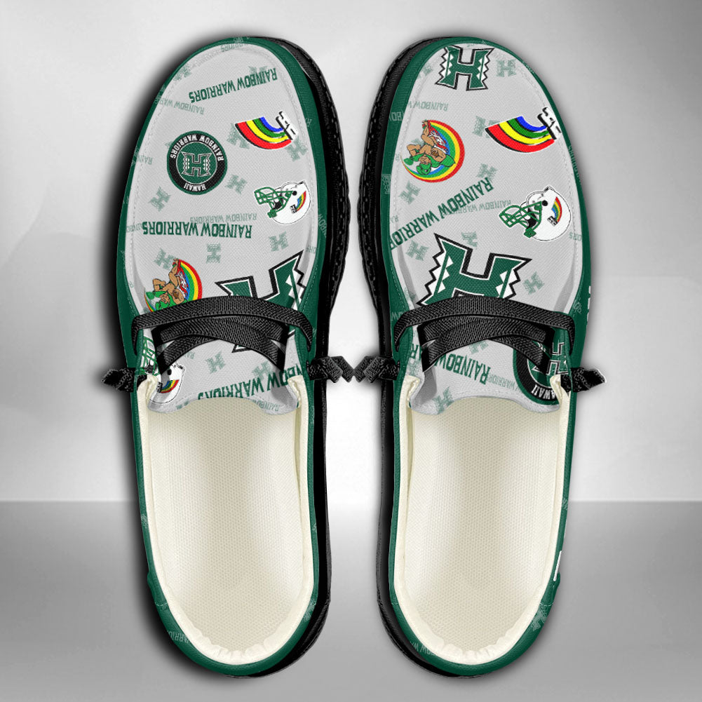 NCAA Hawaii Rainbow Warriors Custom Name Hey Dude Shoes 02 M12