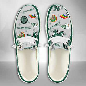 NCAA Hawaii Rainbow Warriors Custom Name Hey Dude Shoes 02 M12