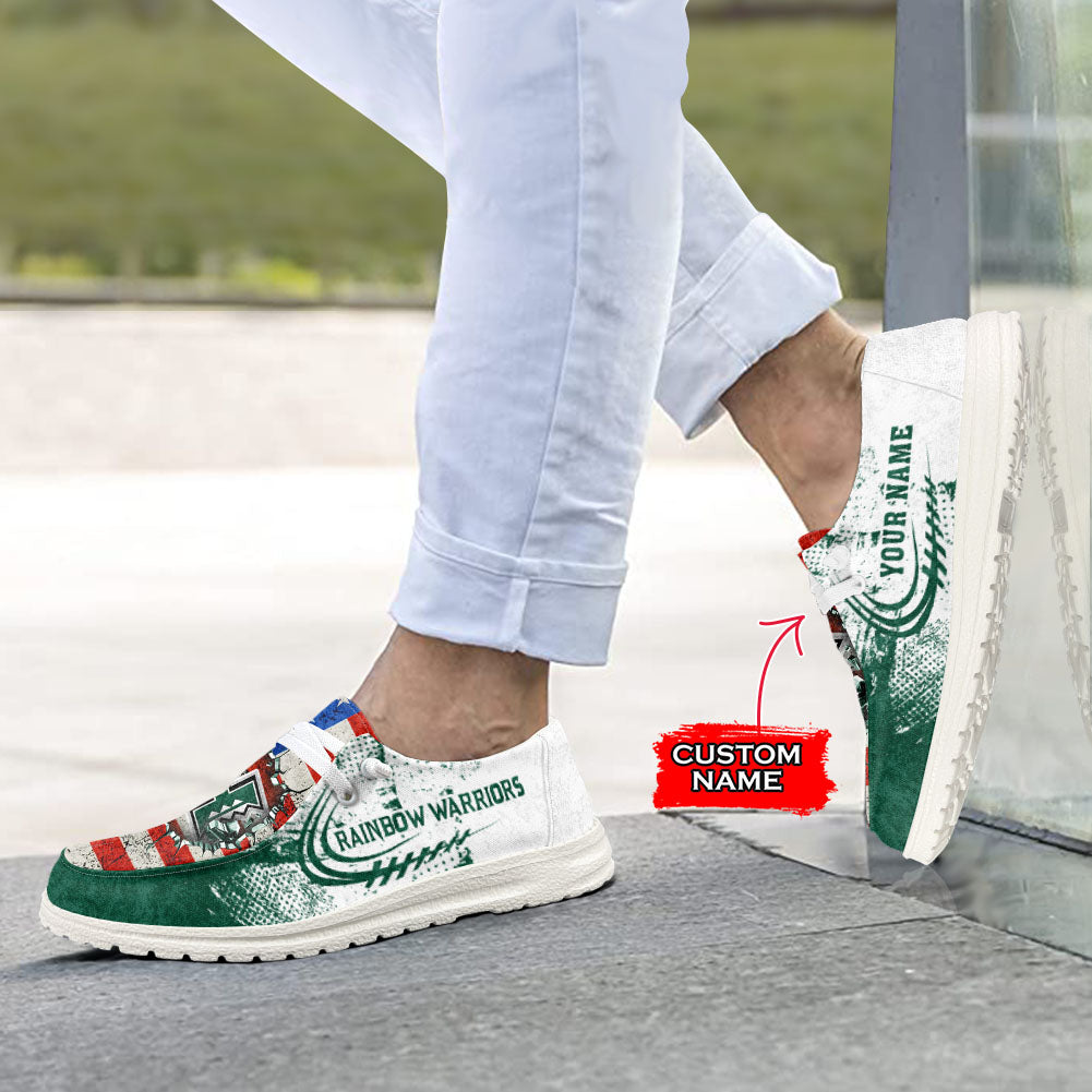 NCAA Hawaii Rainbow Warriors Custom Name Hey Dude Shoes 07 M79