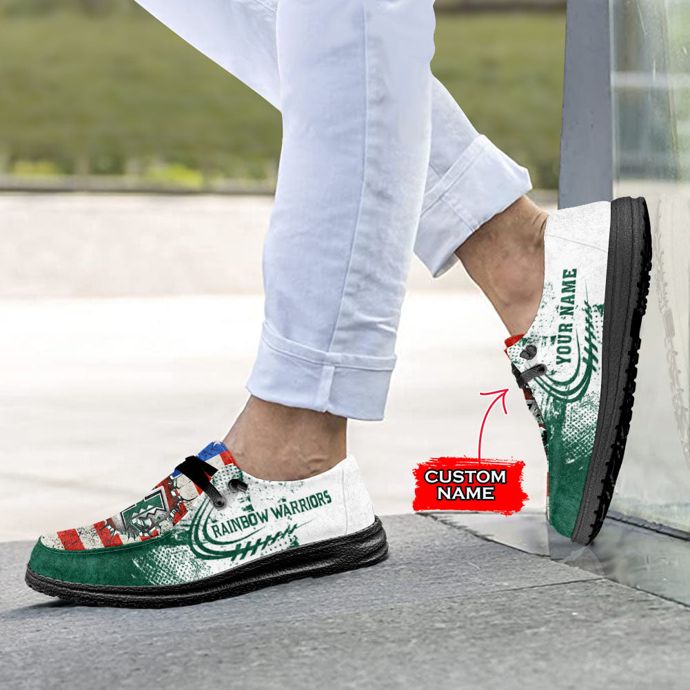NCAA Hawaii Rainbow Warriors Custom Name Hey Dude Shoes 07 M79