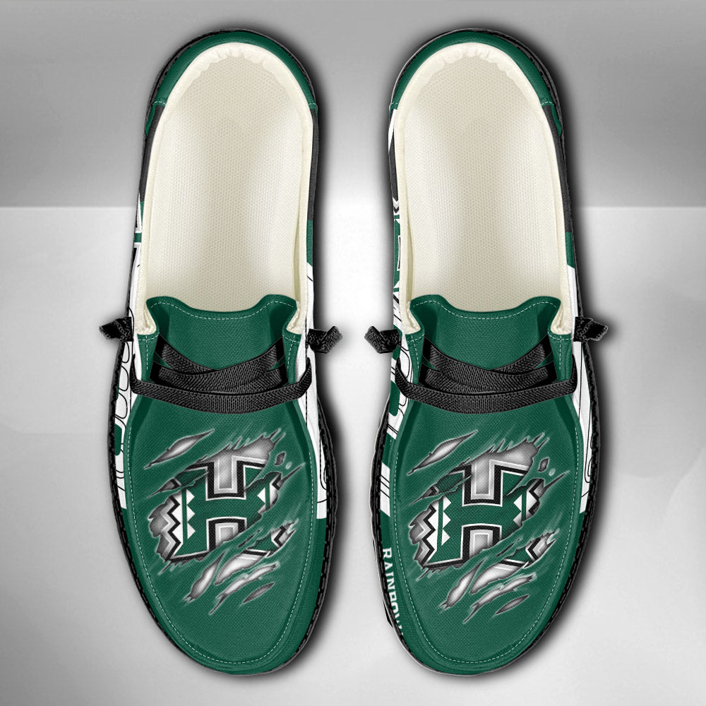 NCAA Hawaii Rainbow Warriors Custom Name Hey Dude Shoes 11 M79