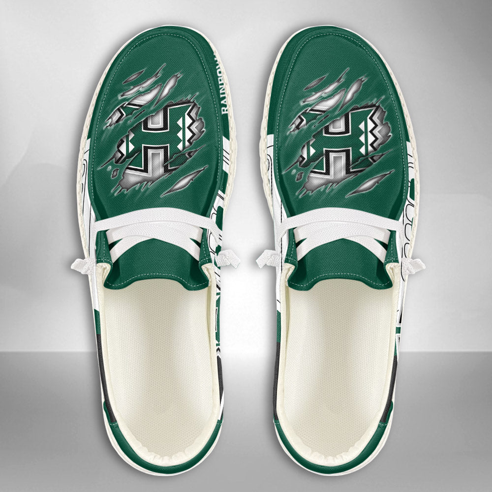 NCAA Hawaii Rainbow Warriors Custom Name Hey Dude Shoes 11 M79