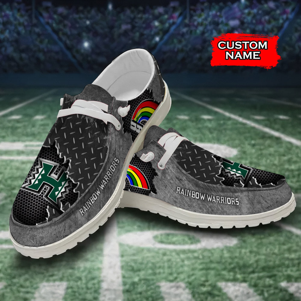 NCAA Hawaii Rainbow Warriors Custom Name Hey Dude Shoes 15 M79