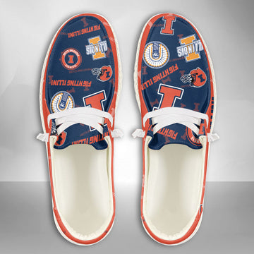 NCAA Illinois Fighting Illini Custom Name Hey Dude Shoes 01 M7