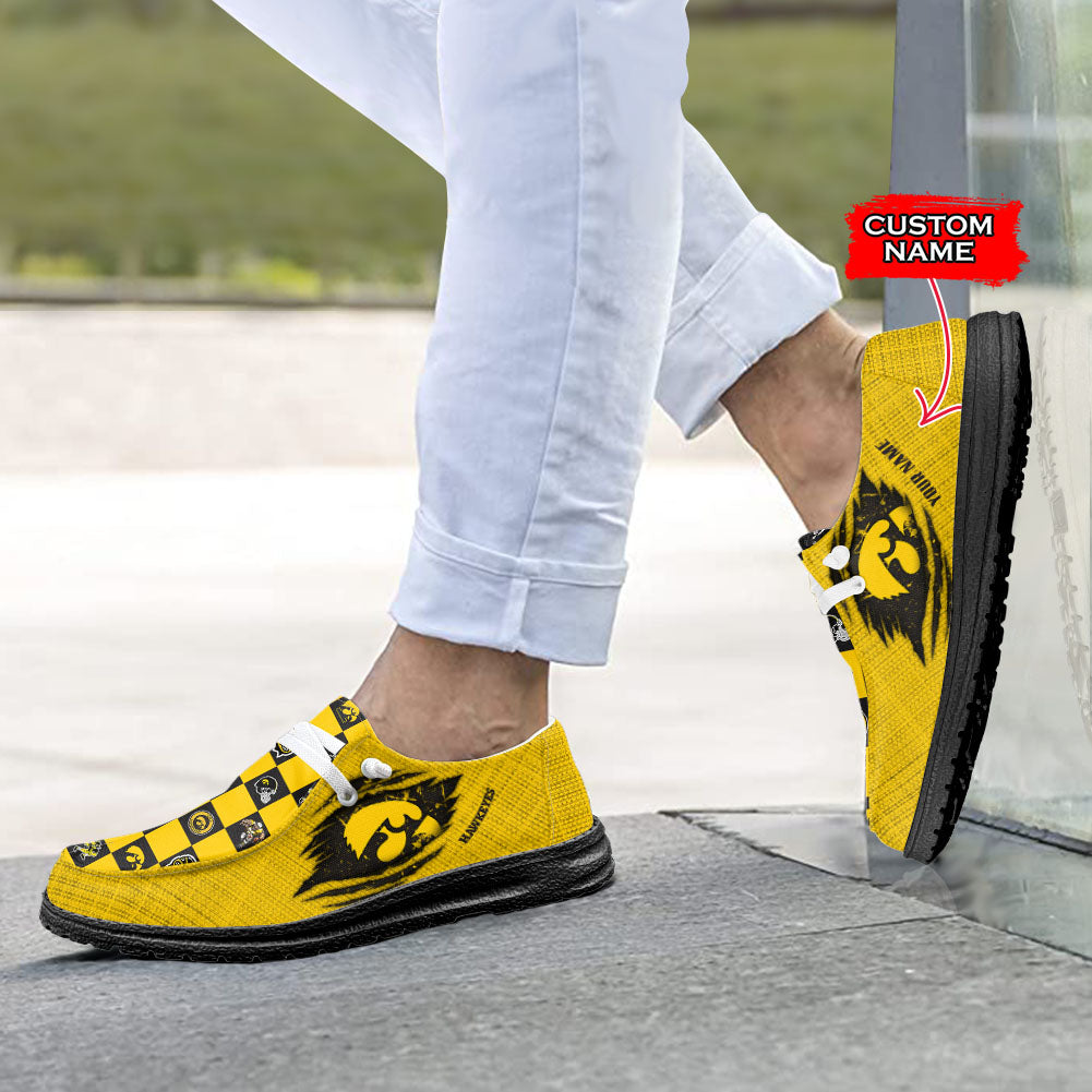 NCAA Iowa Hawkeyes Custom Name Hey Dude Shoes 01 CH1