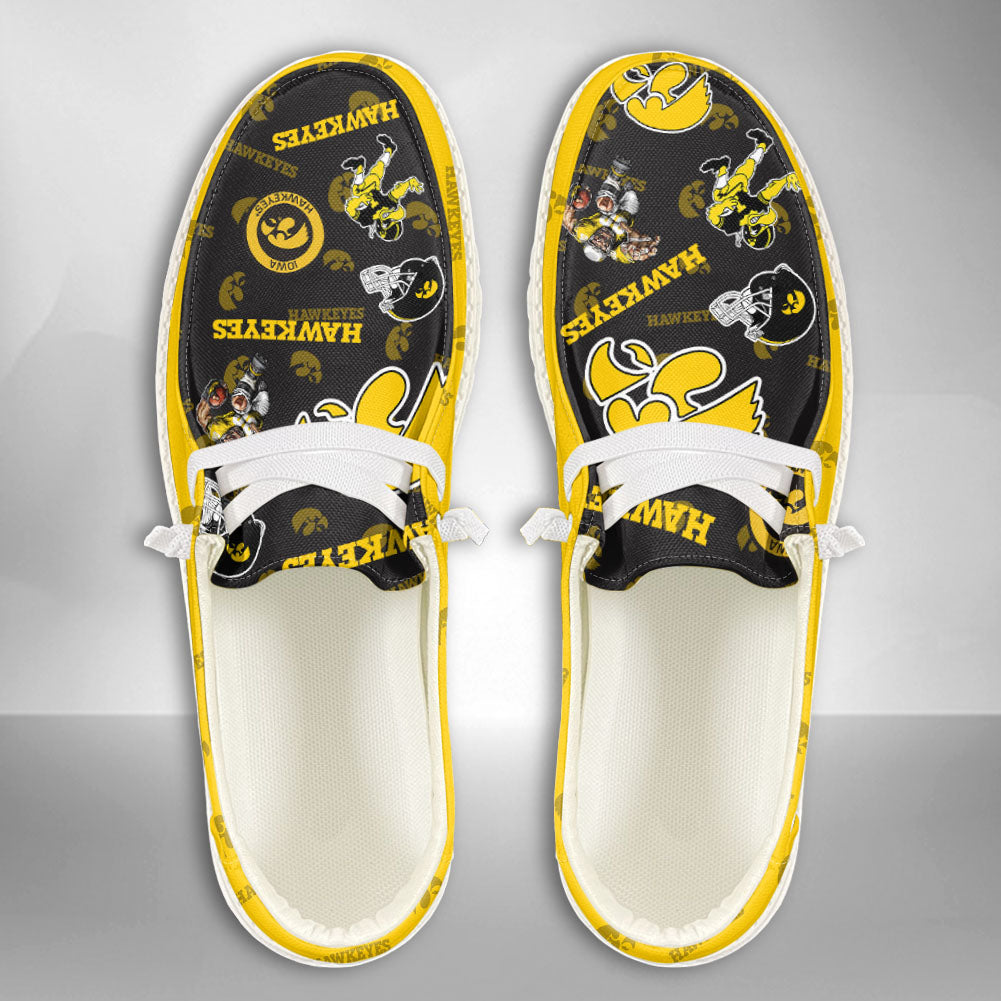 NCAA Iowa Hawkeyes Custom Name Hey Dude Shoes 01 M7