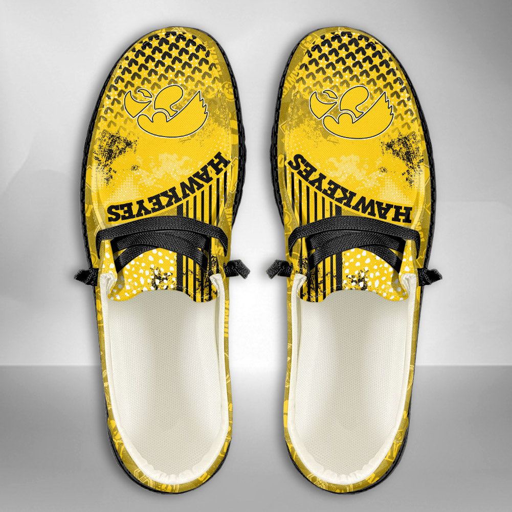 NCAA Iowa Hawkeyes Custom Name Hey Dude Shoes 03 M7