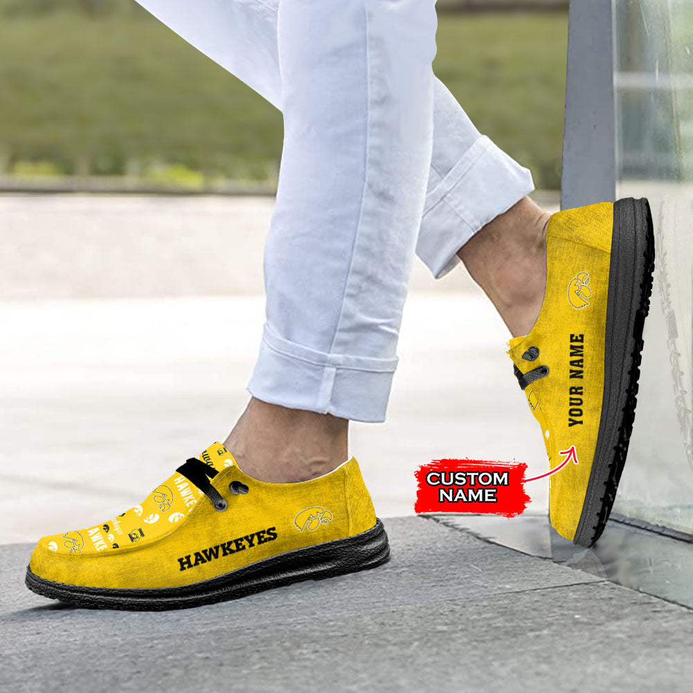 NCAA Iowa Hawkeyes Custom Name Hey Dude Shoes 04 M7