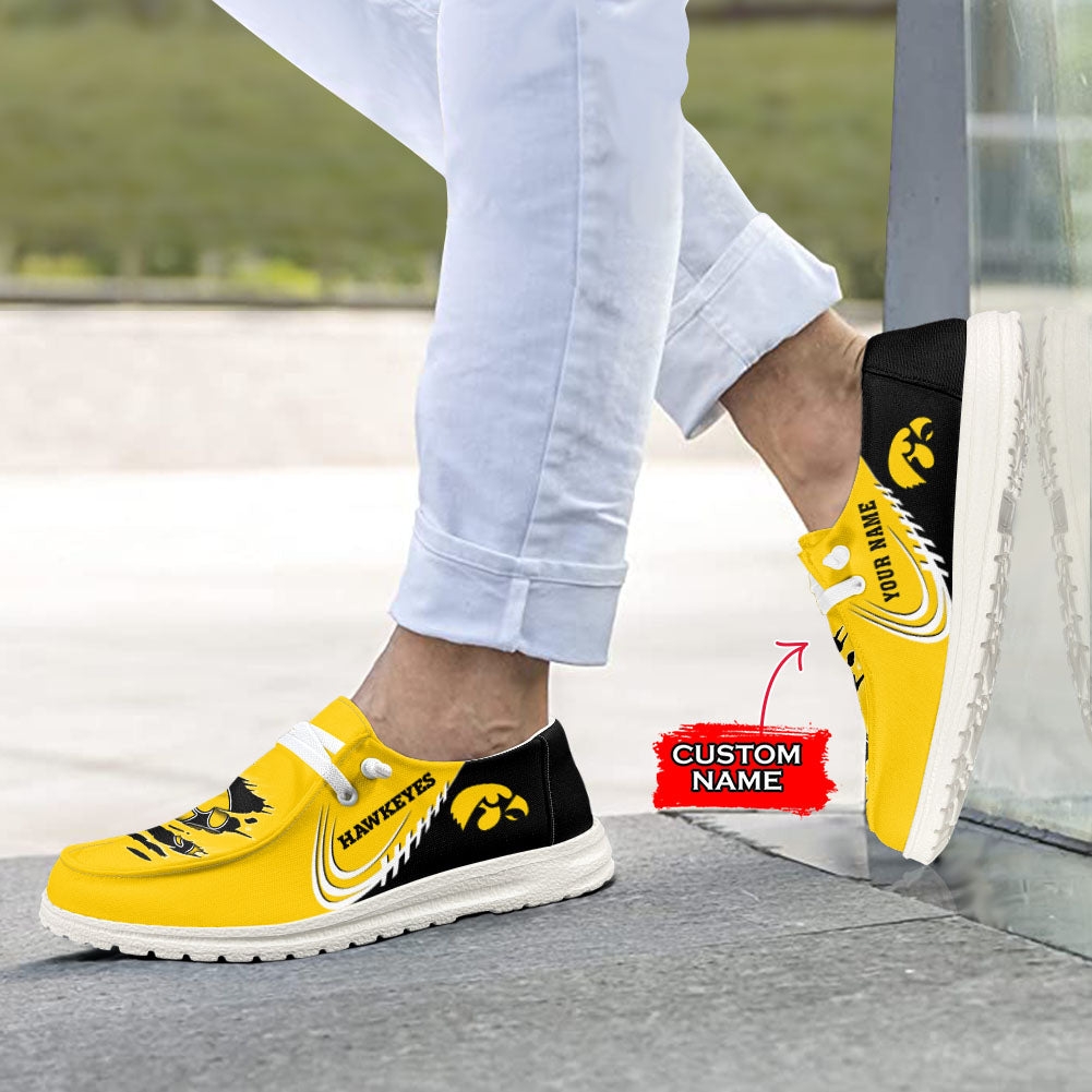 NCAA Iowa Hawkeyes Custom Name Hey Dude Shoes 06