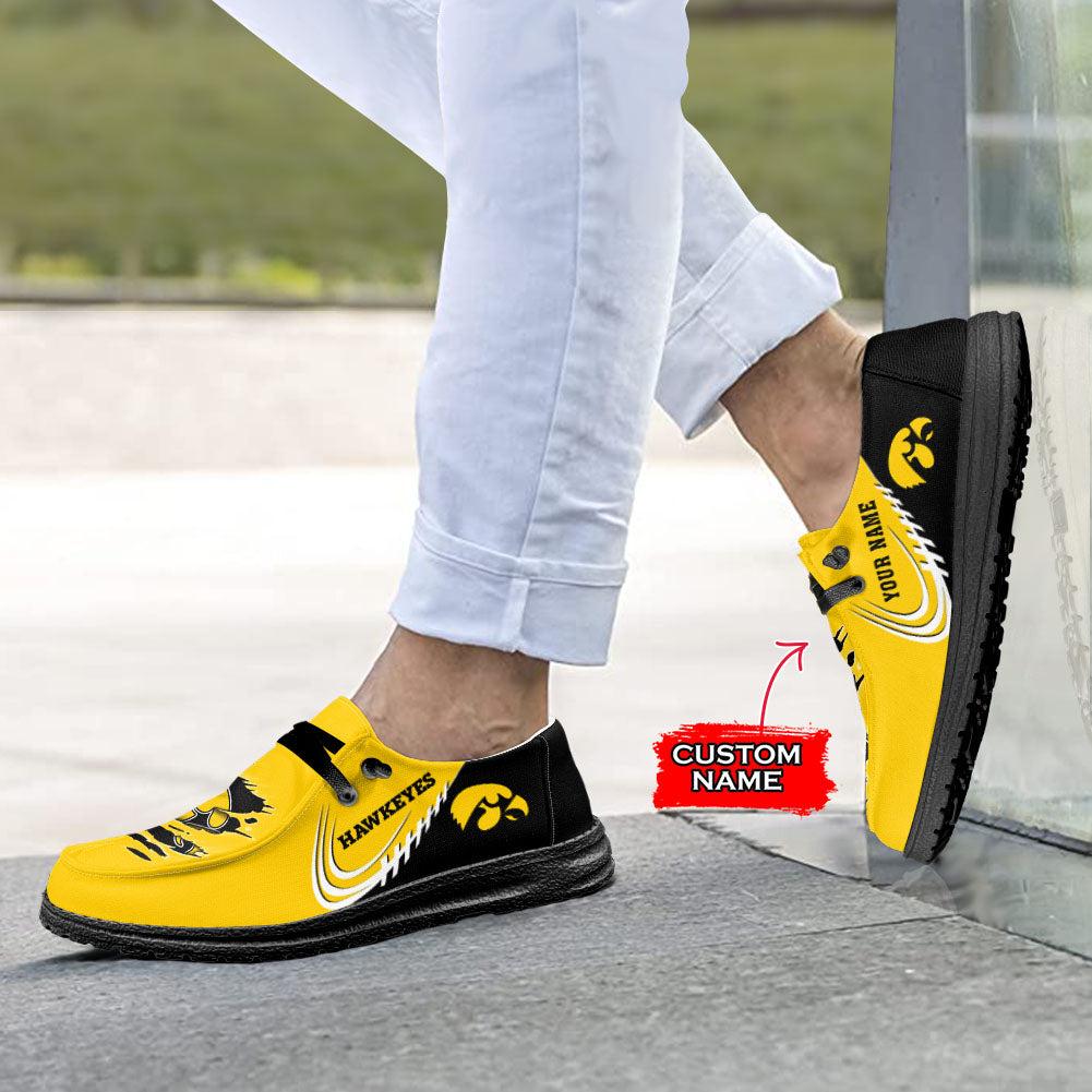 NCAA Iowa Hawkeyes Custom Name Hey Dude Shoes 06 M7