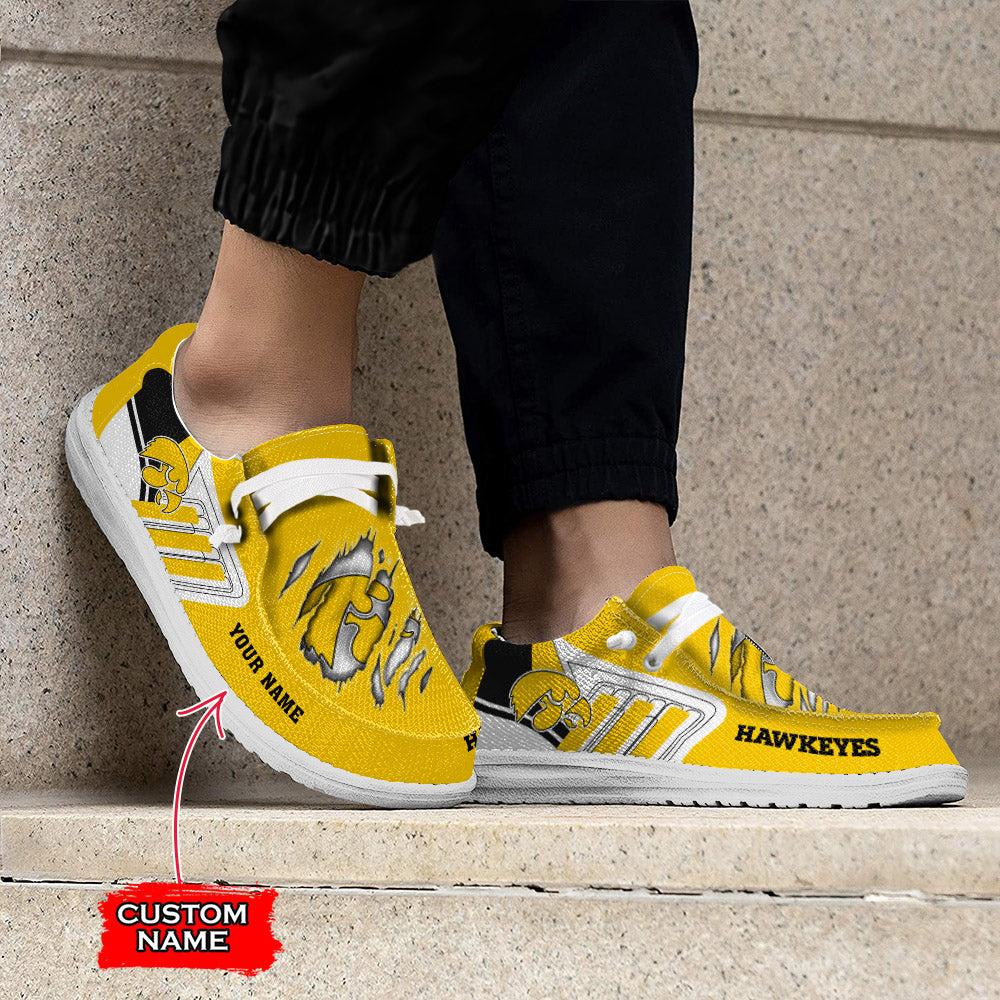NCAA Iowa Hawkeyes Custom Name Hey Dude Shoes 07 M7