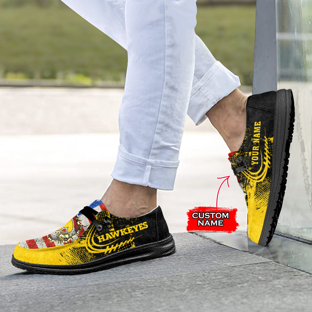 NCAA Iowa Hawkeyes Custom Name Hey Dude Shoes 07 M79