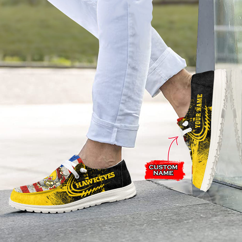 NCAA Iowa Hawkeyes Custom Name Hey Dude Shoes 07 M79
