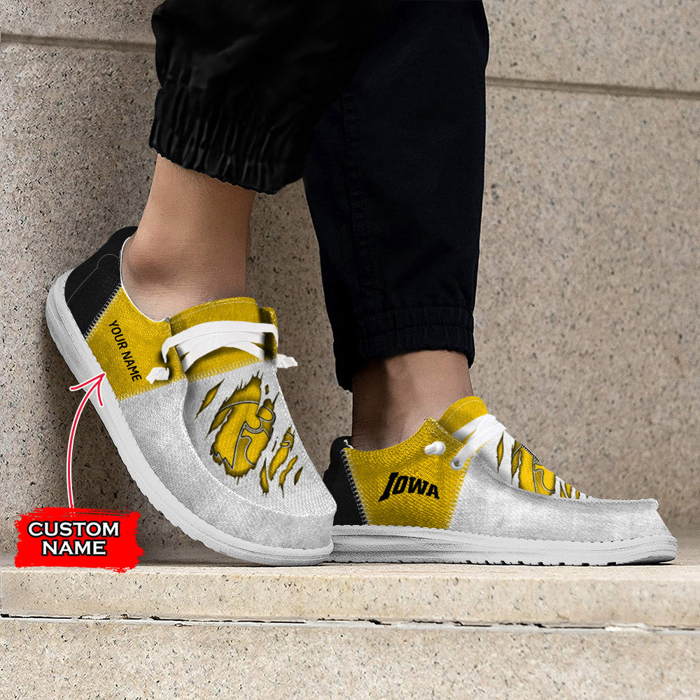 NCAA Iowa Hawkeyes Custom Name Hey Dude Shoes 09 M79