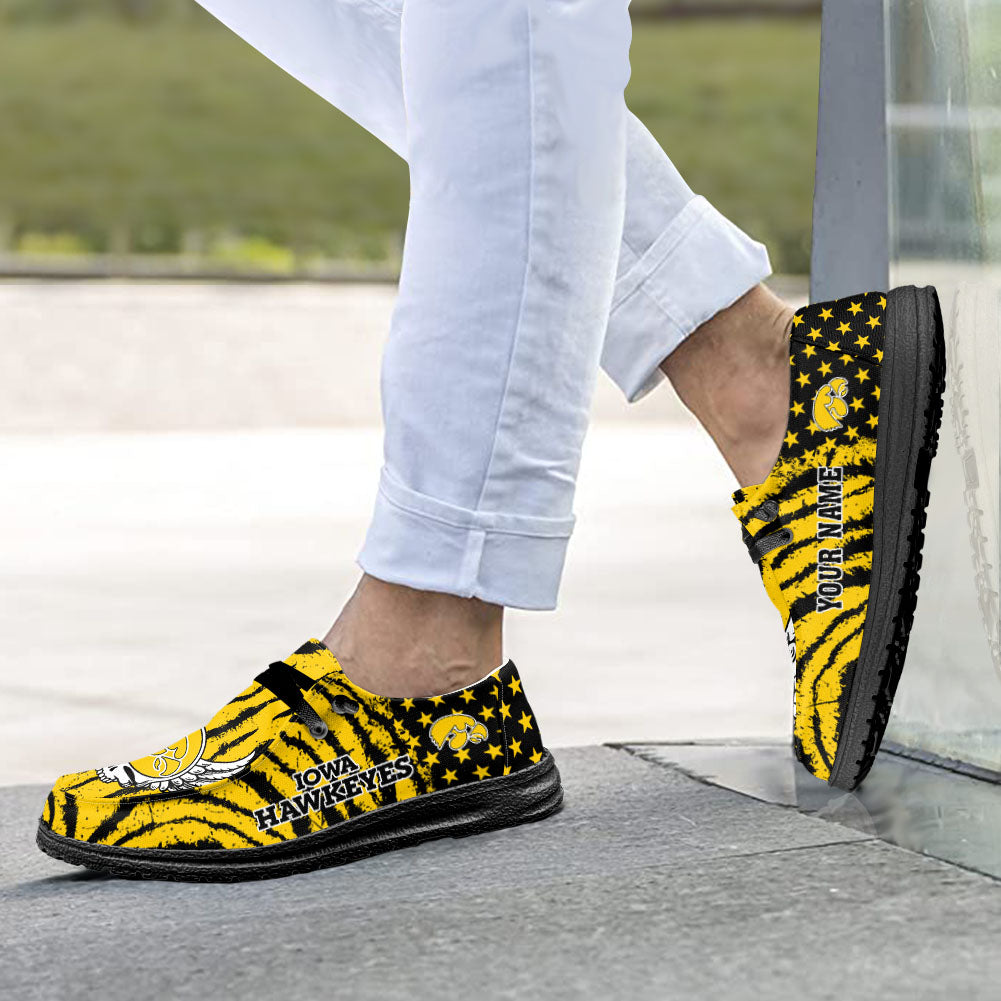 NCAA Iowa Hawkeyes Custom Name Hey Dude Shoes 12 M79