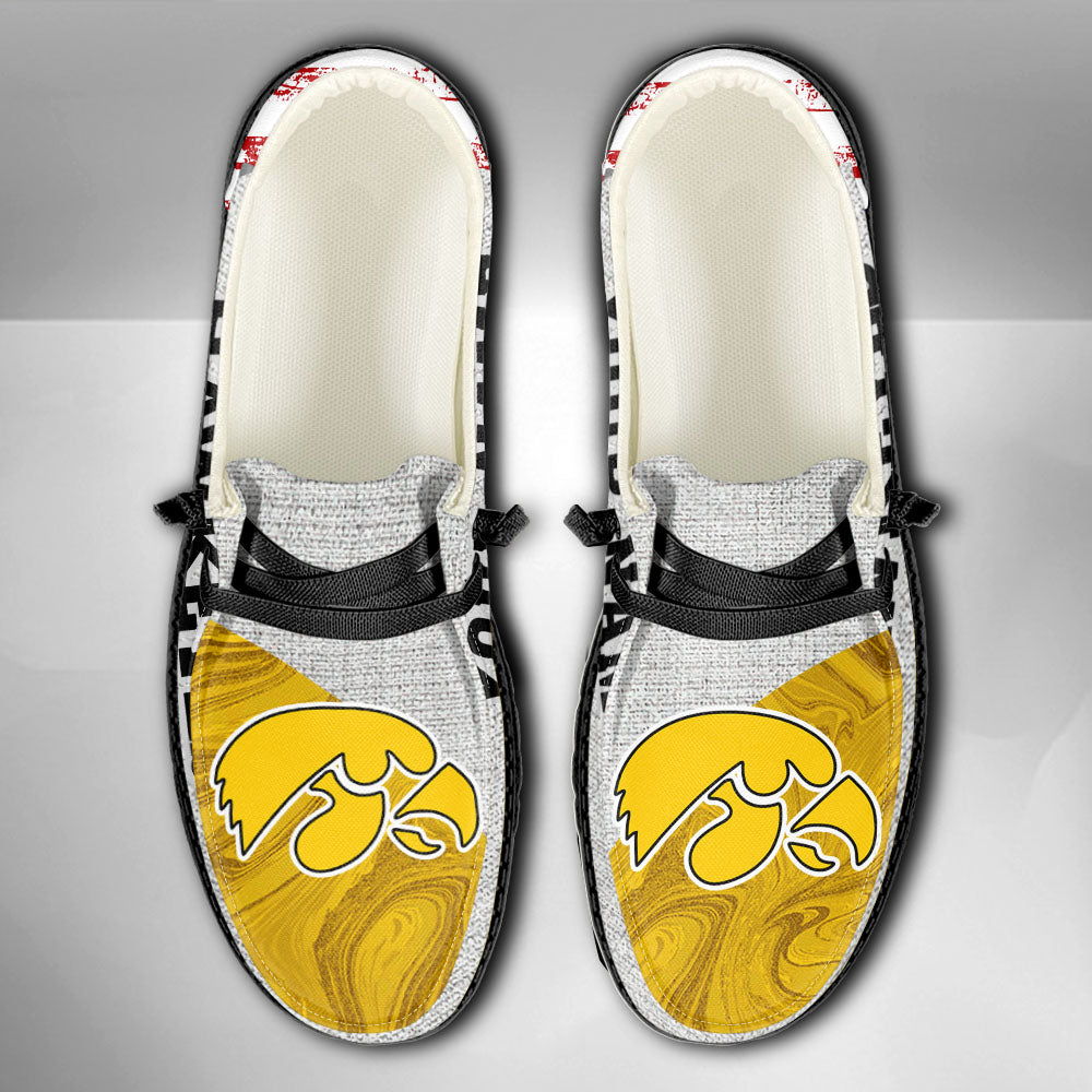 NCAA Iowa Hawkeyes Custom Name Hey Dude Shoes 13 M79