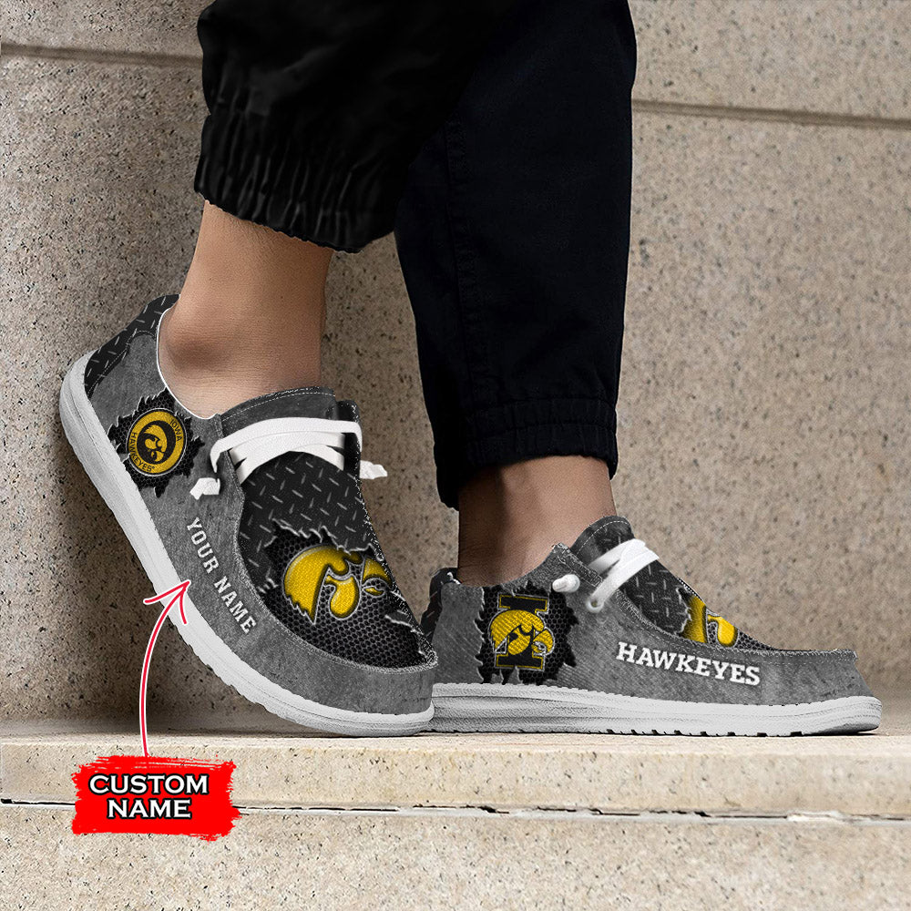 NCAA Iowa Hawkeyes Custom Name Hey Dude Shoes 15 M79