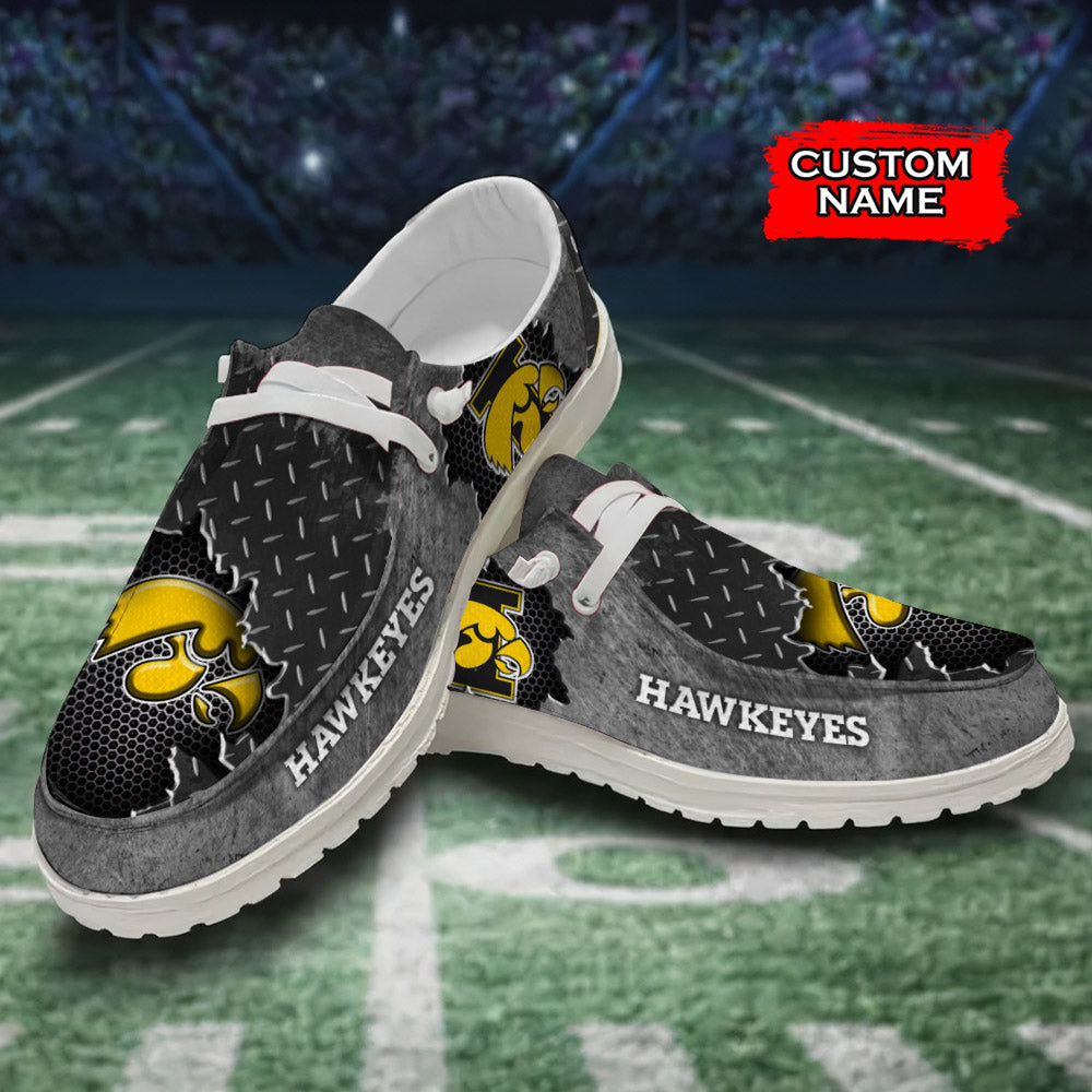NCAA Iowa Hawkeyes Custom Name Hey Dude Shoes 15 M79
