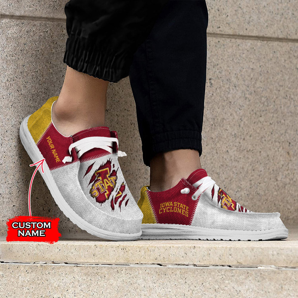 NCAA Iowa State Cyclones Custom Name Hey Dude Shoes 09 M79