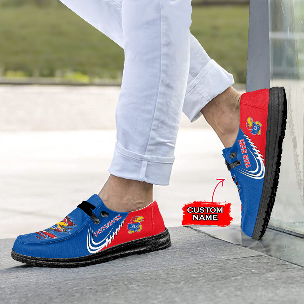 NCAA Kansas Jayhawks Custom Name Hey Dude Shoes 06
