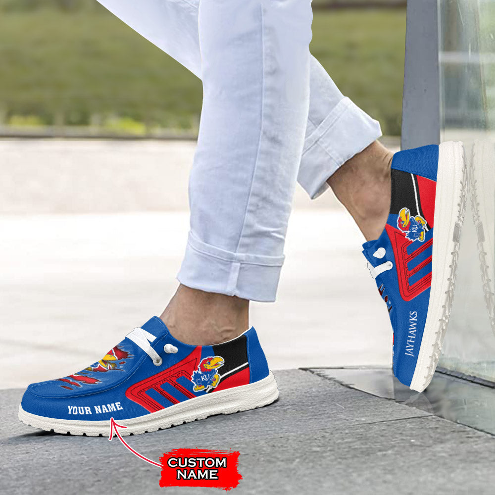 NCAA Kansas Jayhawks Custom Name Hey Dude Shoes 07 M7