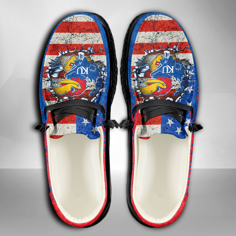 NCAA Kansas Jayhawks Custom Name Hey Dude Shoes 07 M79