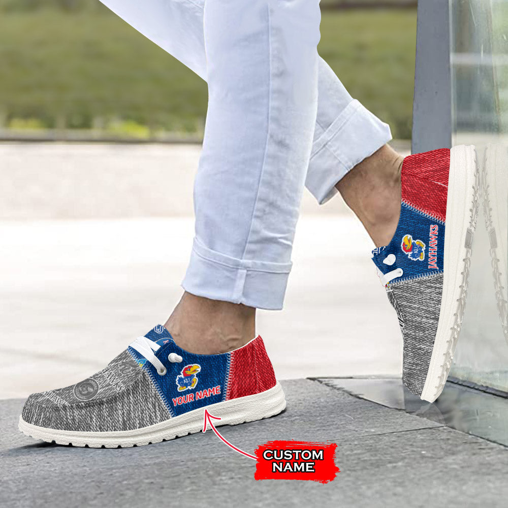 NCAA Kansas Jayhawks Custom Name Hey Dude Shoes 08 M79