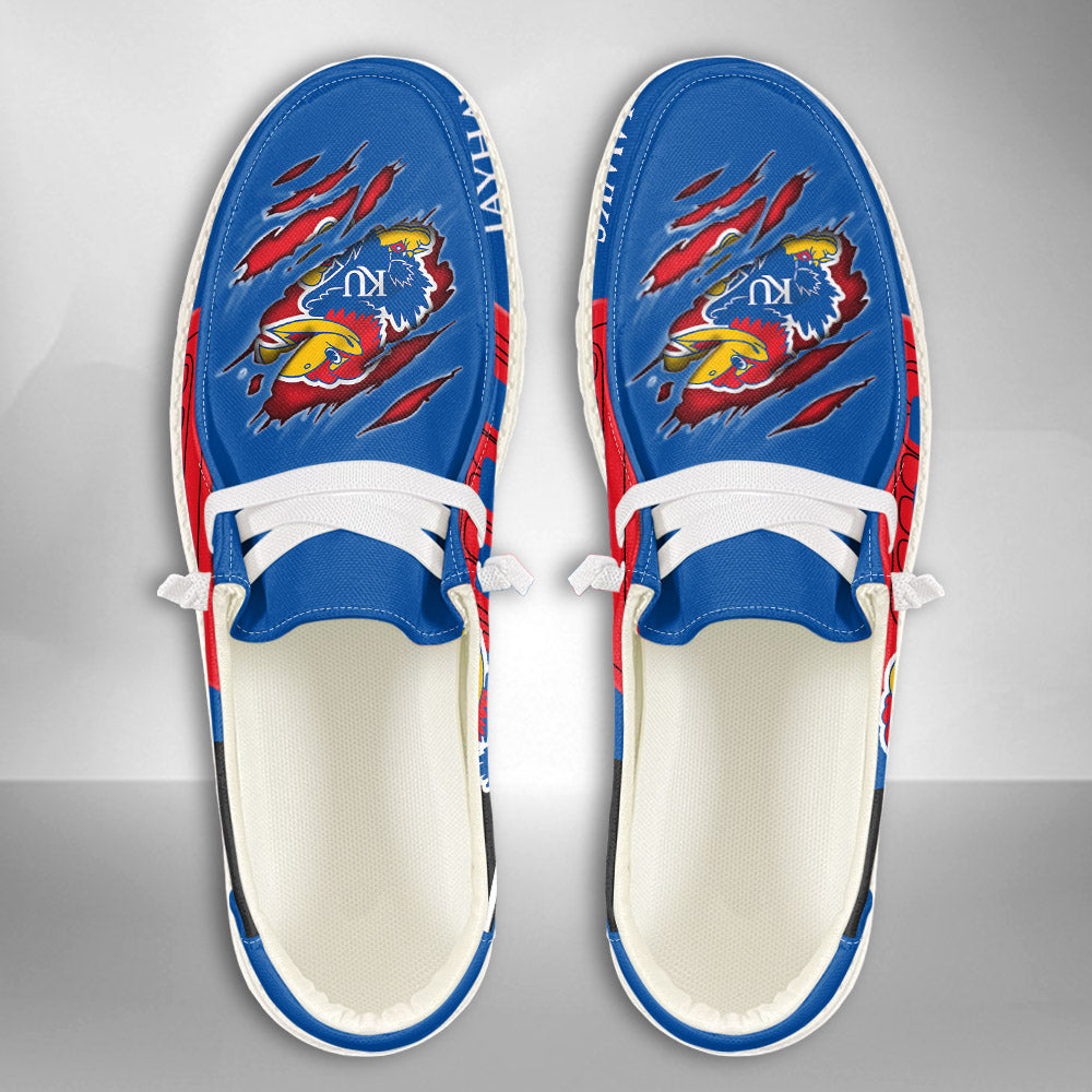 NCAA Kansas Jayhawks Custom Name Hey Dude Shoes 11 M79