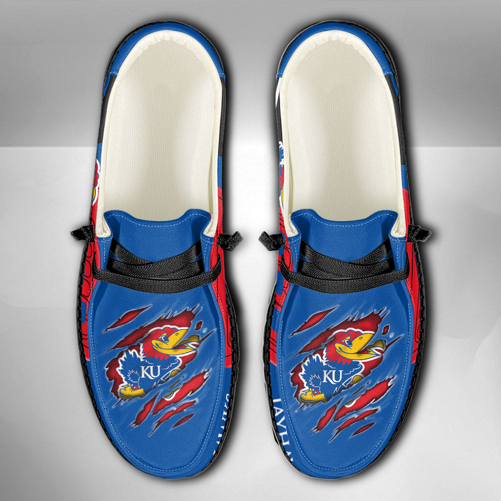 NCAA Kansas Jayhawks Custom Name Hey Dude Shoes 11 M79