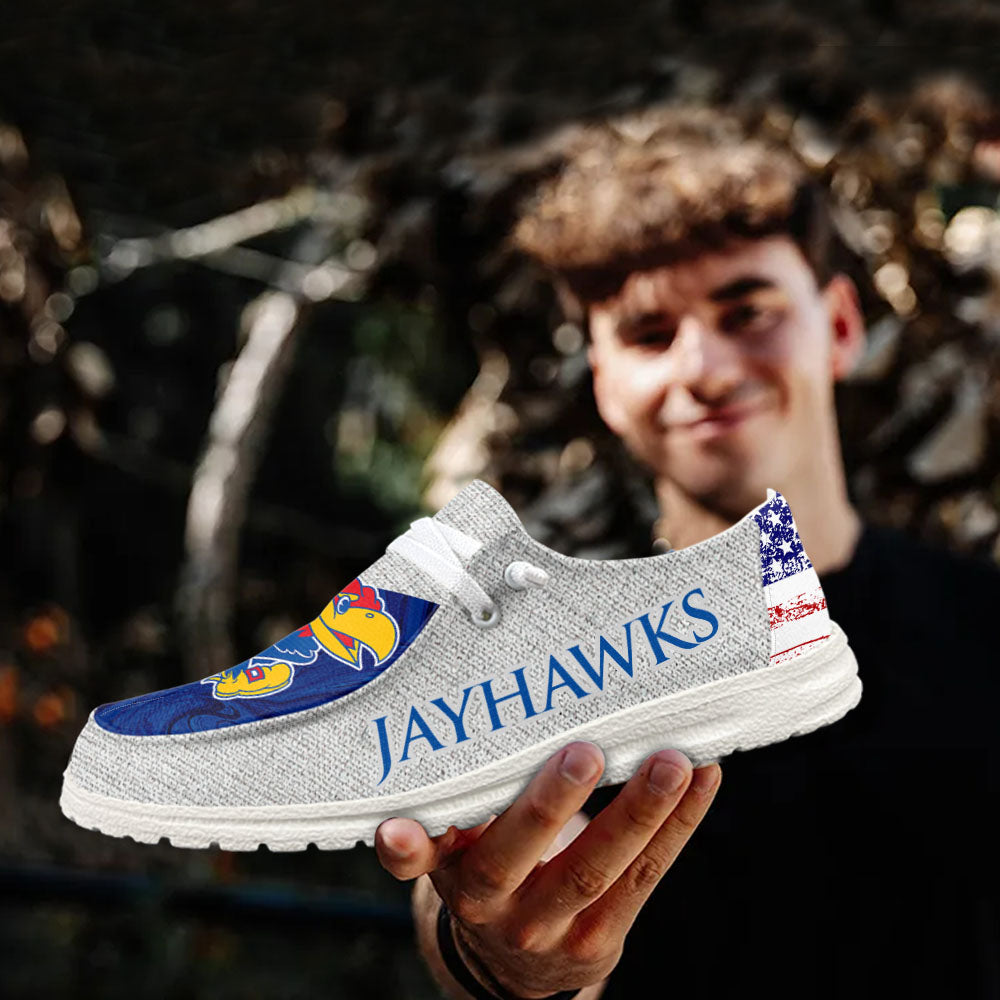 NCAA Kansas Jayhawks Custom Name Hey Dude Shoes 13 M79