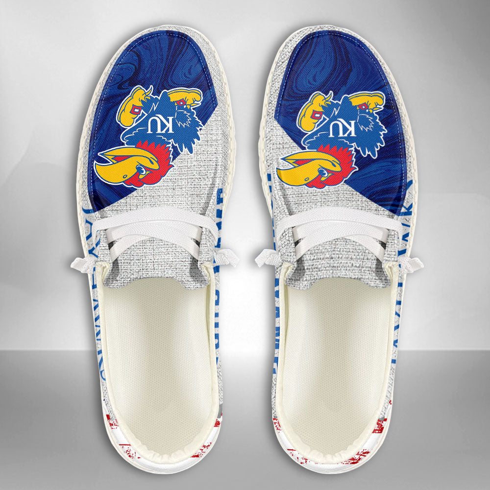 NCAA Kansas Jayhawks Custom Name Hey Dude Shoes 13 M79
