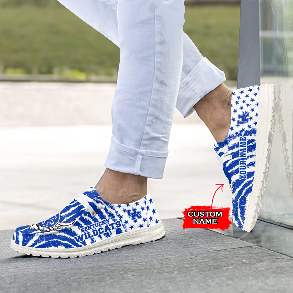 NCAA Kentucky Wildcats Custom Name Hey Dude Shoes 08 M7