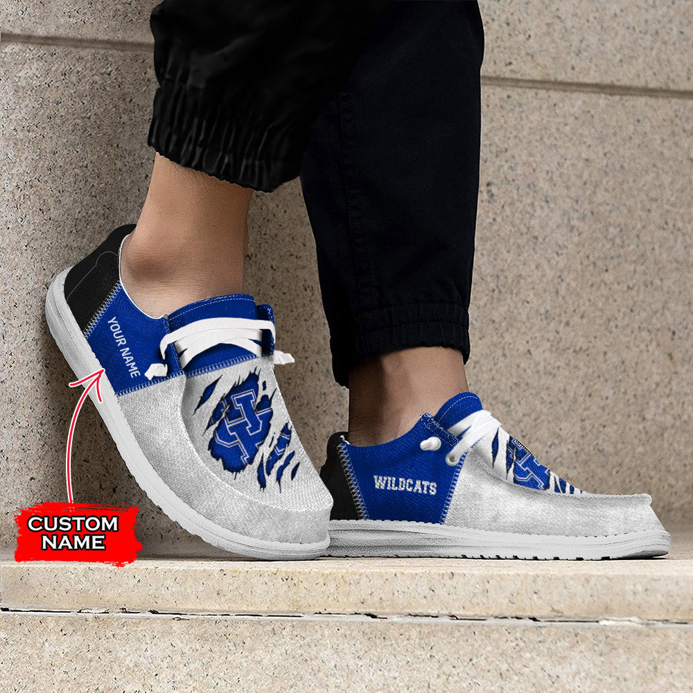 NCAA Kentucky Wildcats Custom Name Hey Dude Shoes 09 M79
