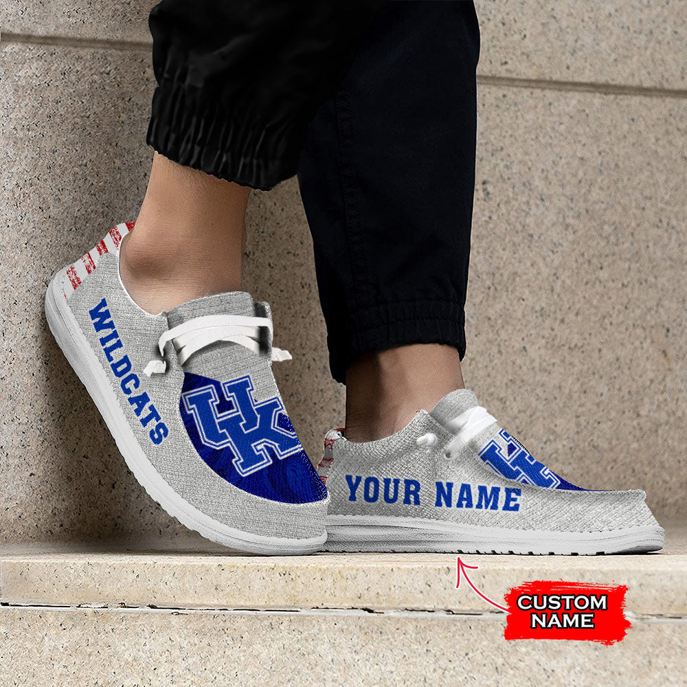 NCAA Kentucky Wildcats Custom Name Hey Dude Shoes 13 M79