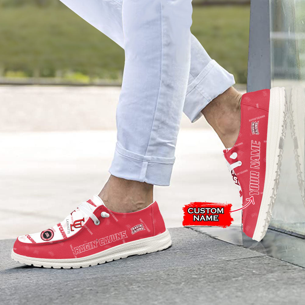 NCAA Louisiana Lafayette Ragin' Cajuns Custom Name Hey Dude Shoes 01 M7