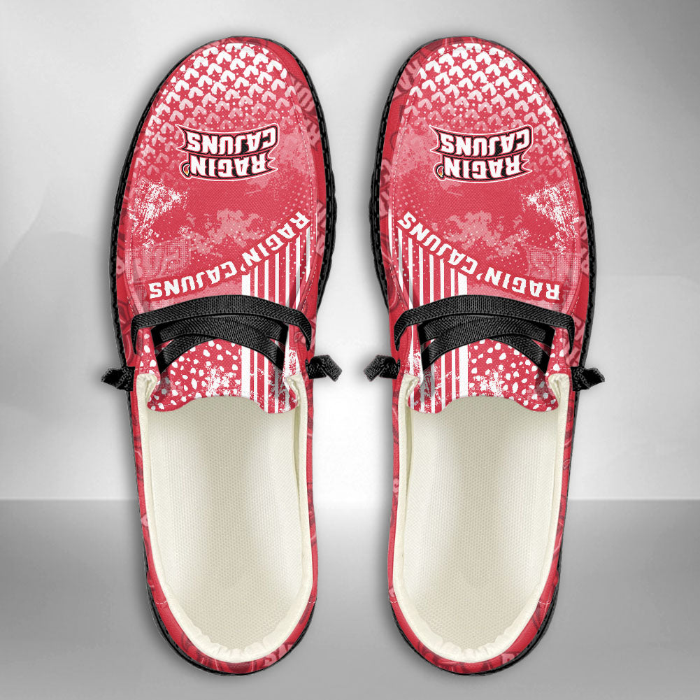 NCAA Louisiana Lafayette Ragin' Cajuns Custom Name Hey Dude Shoes 03 M7