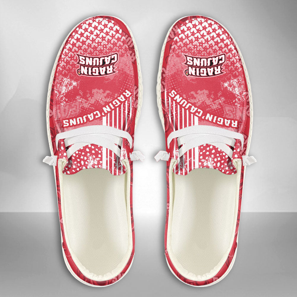 NCAA Louisiana Lafayette Ragin' Cajuns Custom Name Hey Dude Shoes 03 M7