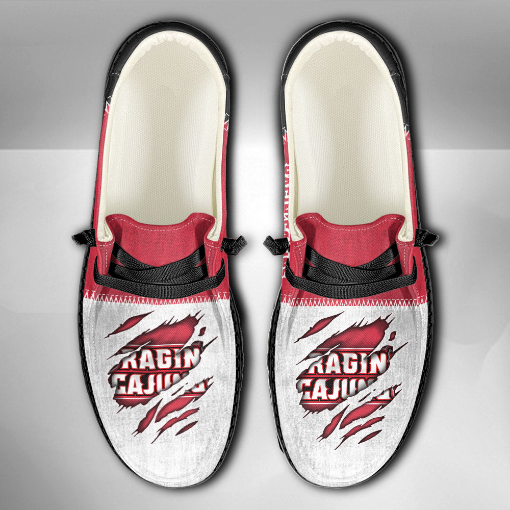 NCAA Louisiana Lafayette Ragin' Cajuns Custom Name Hey Dude Shoes 09 M79