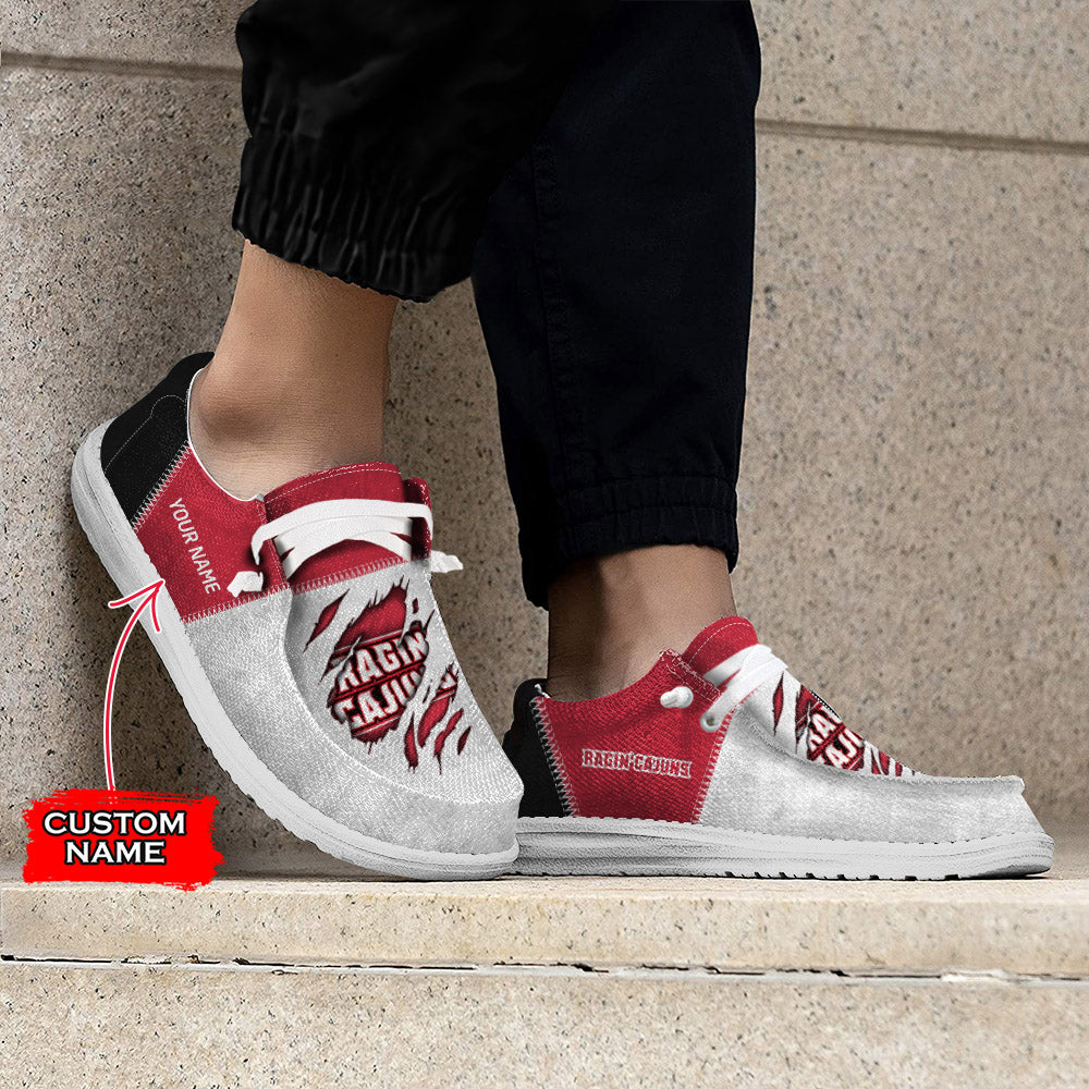 NCAA Louisiana Lafayette Ragin' Cajuns Custom Name Hey Dude Shoes 09 M79