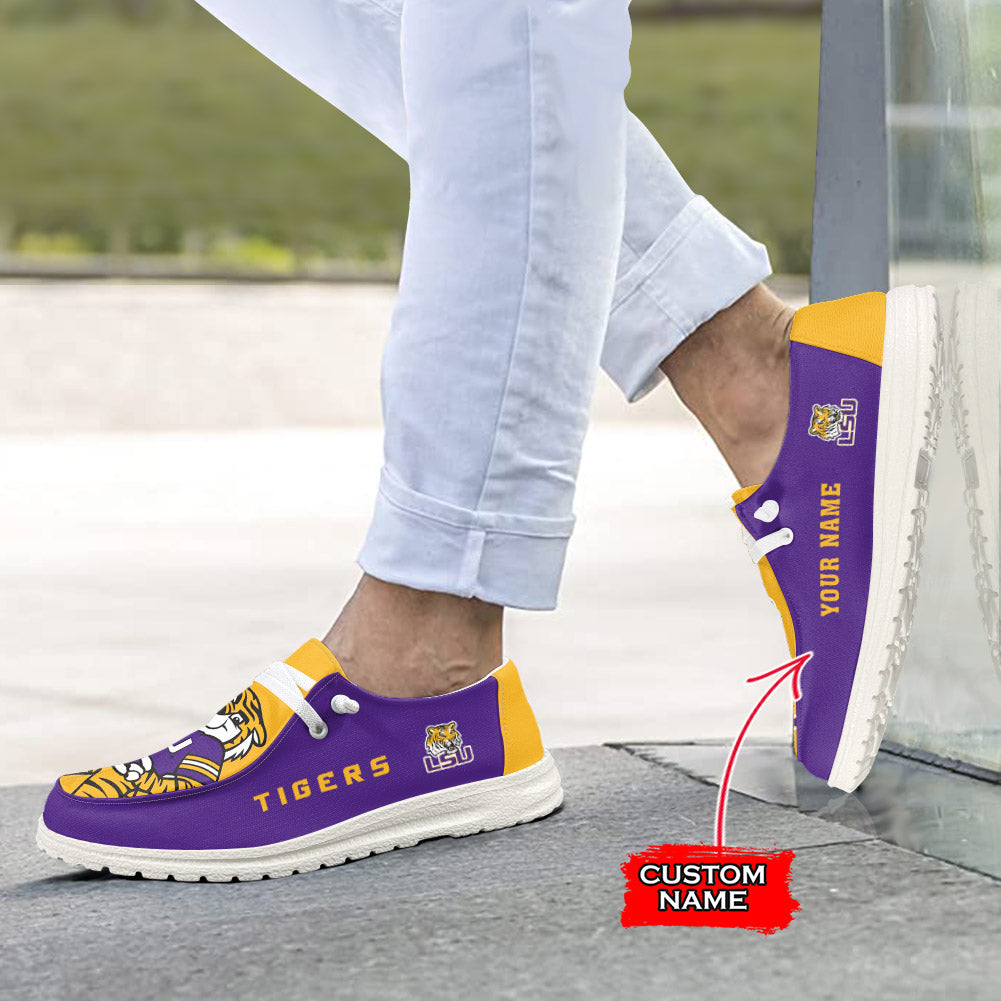 NCAA LSU Tigers - Custom Name Hey Dude Shoes 02