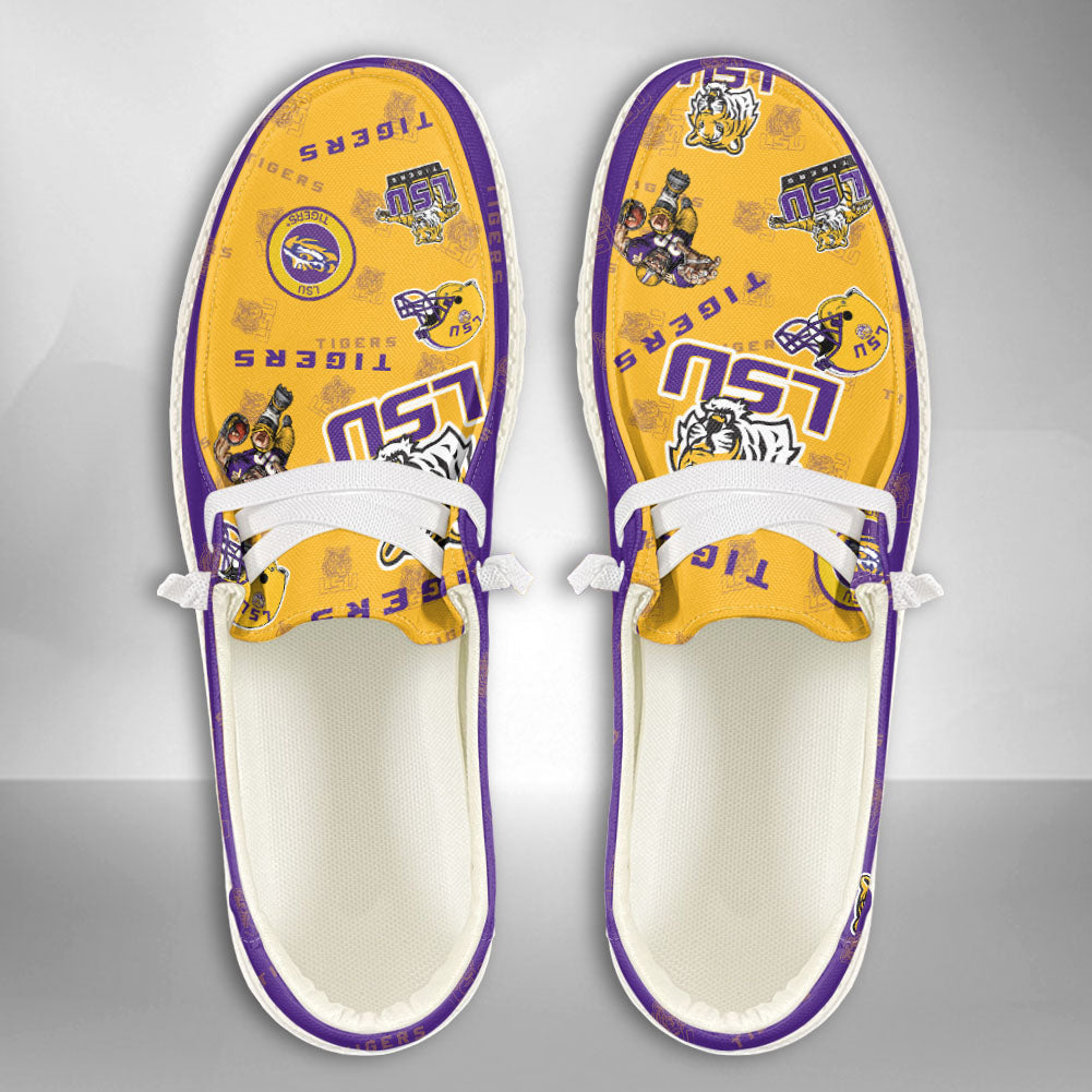 NCAA LSU Tigers Custom Name Hey Dude Shoes 01 M7