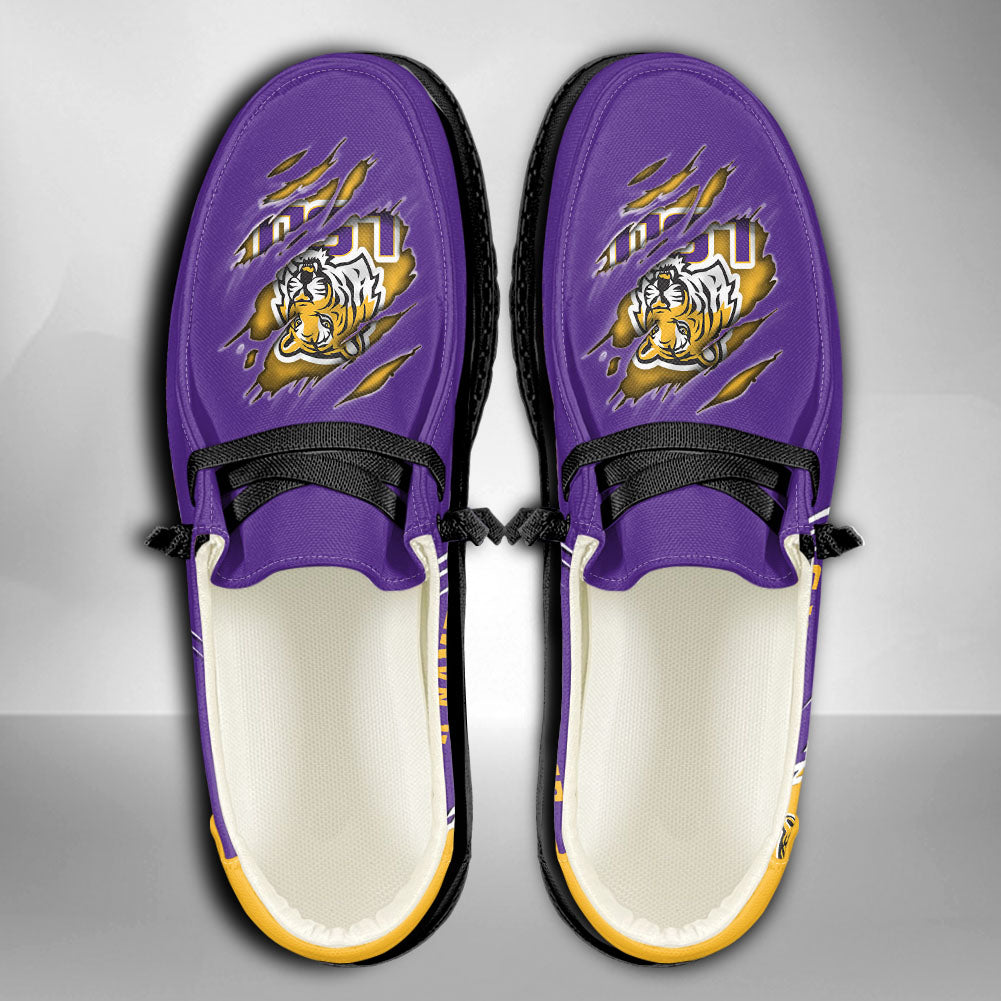 NCAA LSU Tigers Custom Name Hey Dude Shoes 06 M7