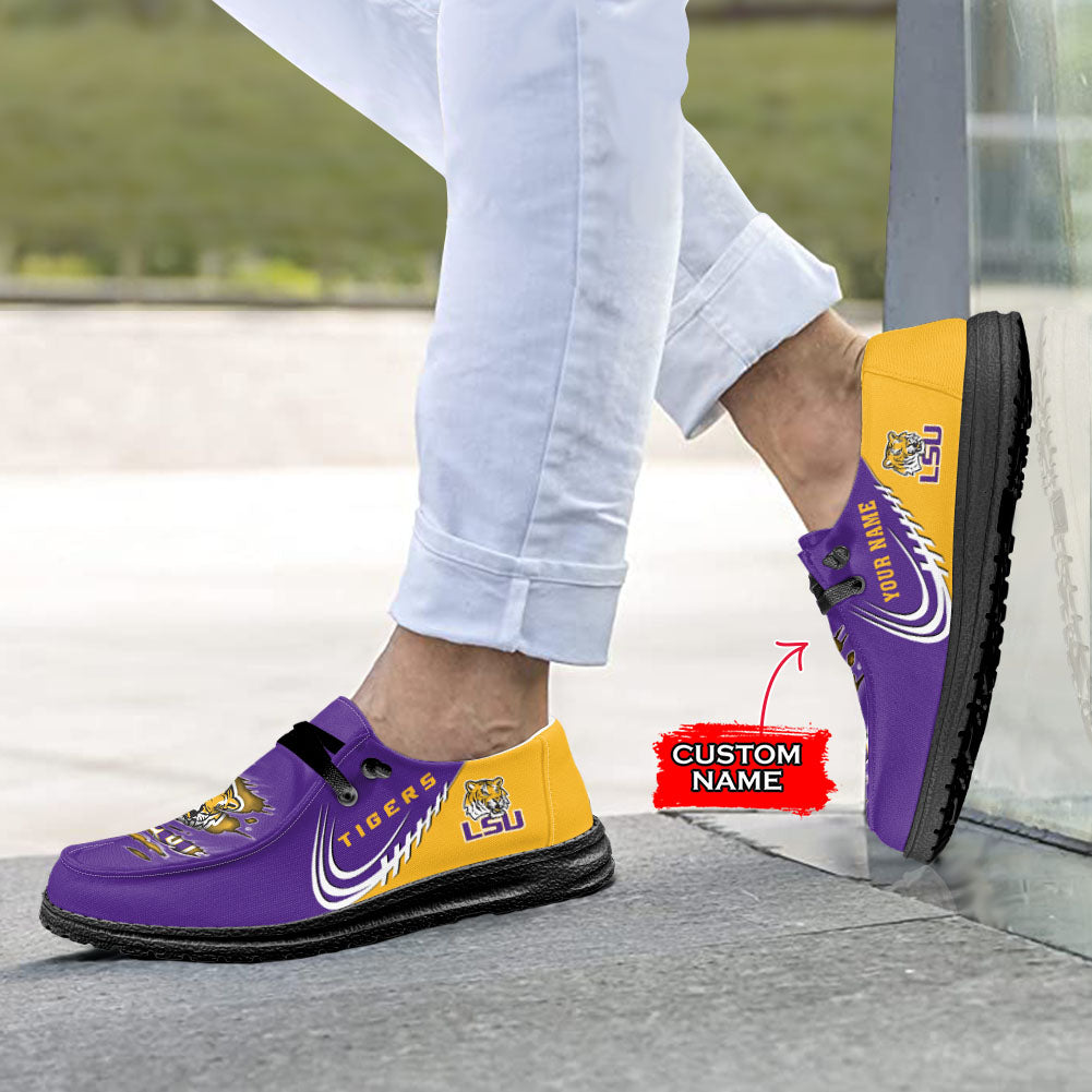 NCAA LSU Tigers Custom Name Hey Dude Shoes 10 M79