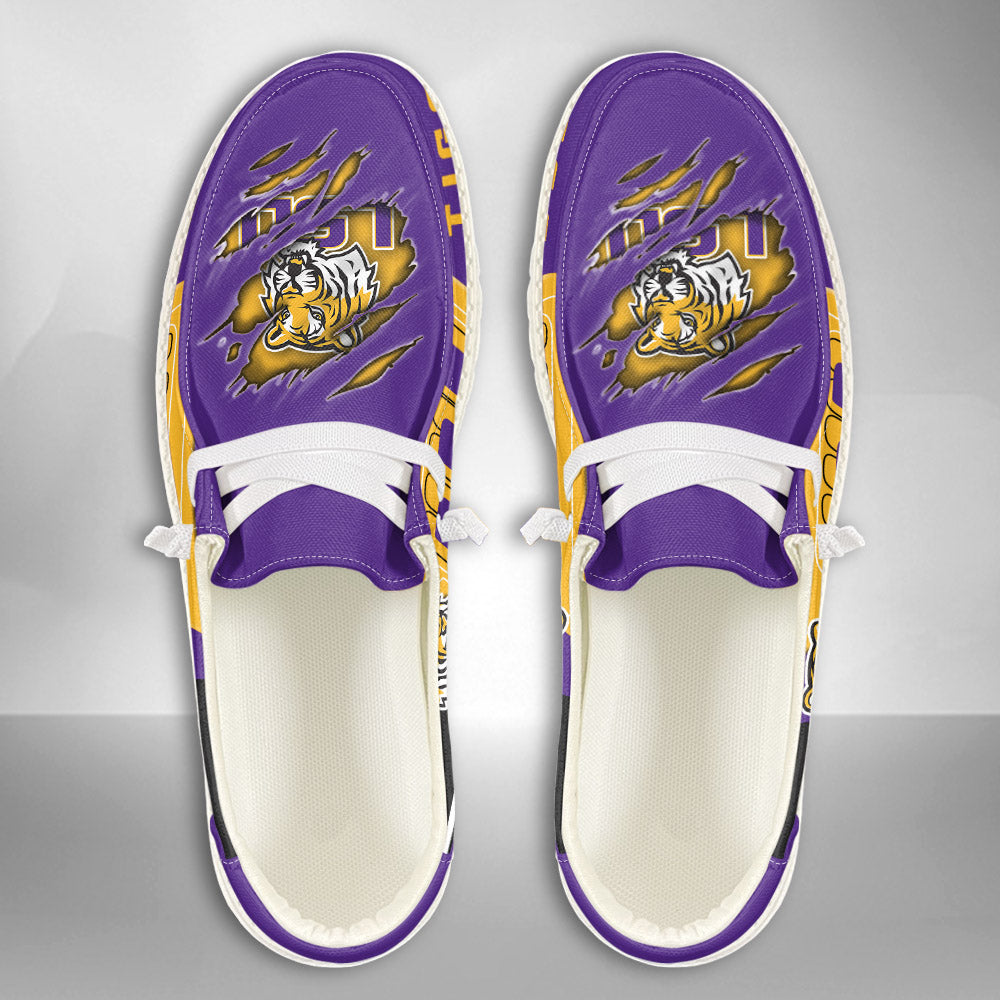 NCAA LSU Tigers Custom Name Hey Dude Shoes 11 M79