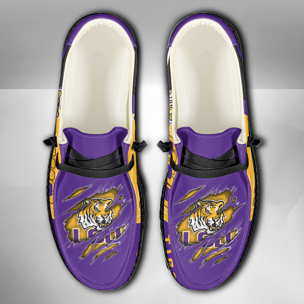 NCAA LSU Tigers Custom Name Hey Dude Shoes 11 M79
