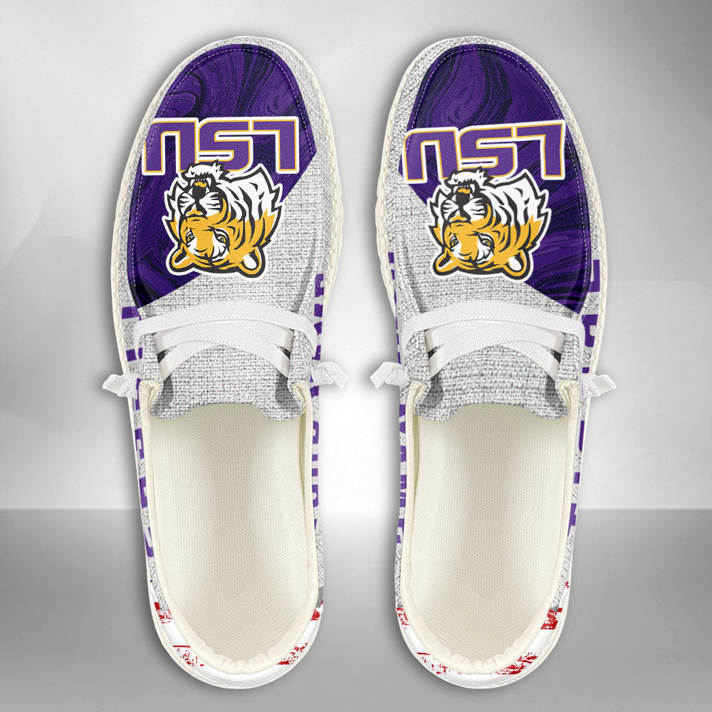 NCAA LSU Tigers Custom Name Hey Dude Shoes 13 M79