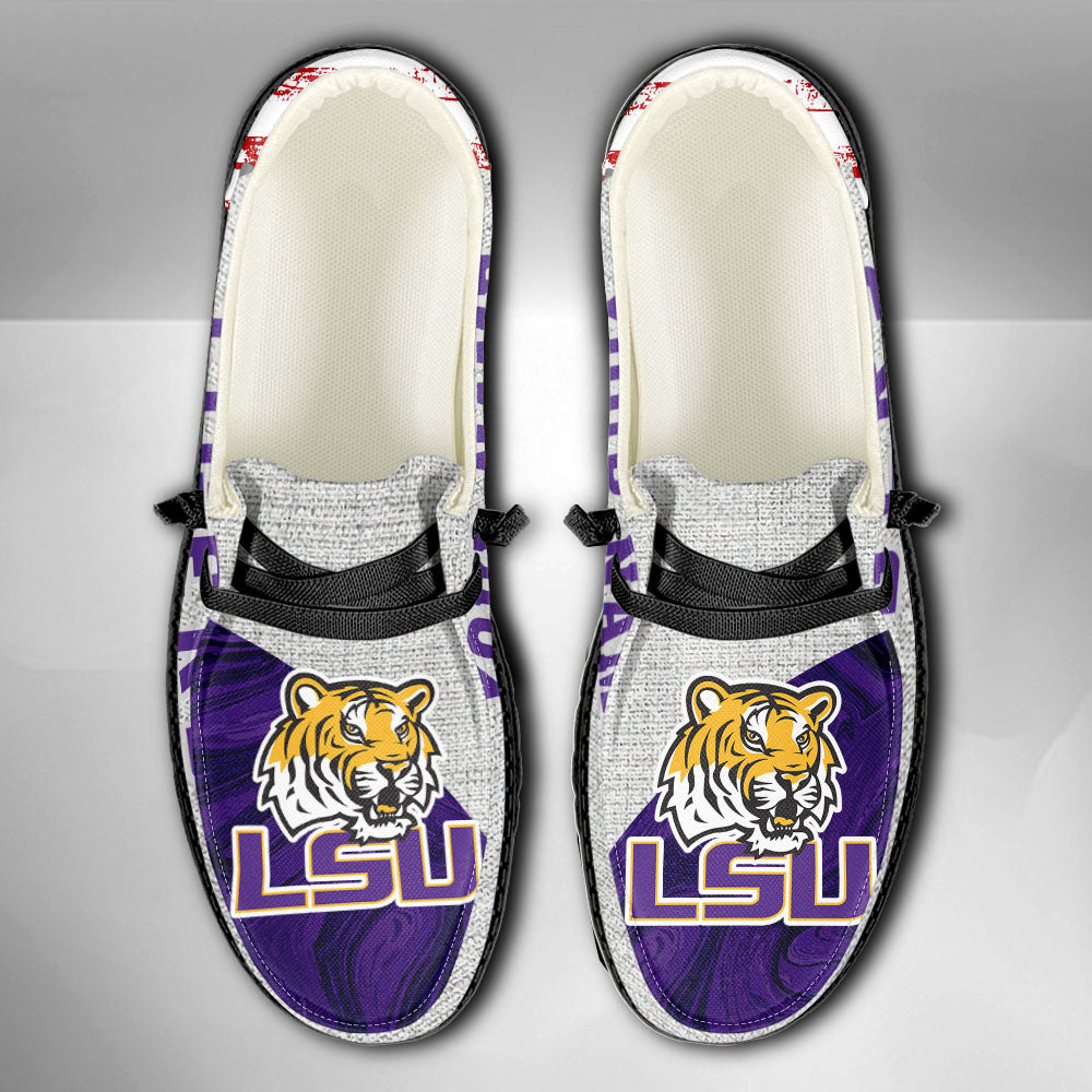 NCAA LSU Tigers Custom Name Hey Dude Shoes 13 M79