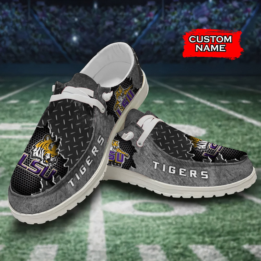 NCAA LSU Tigers Custom Name Hey Dude Shoes 15 M79